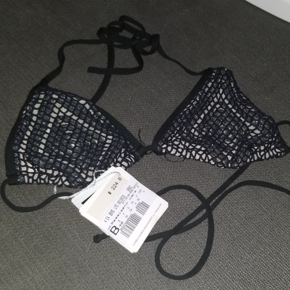 Black and tan bikini top